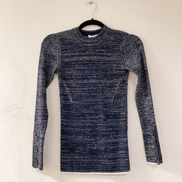 Reiss Sierra Crew Neck Sweater in Navy Blue Melange Small - Picture 2 of 8